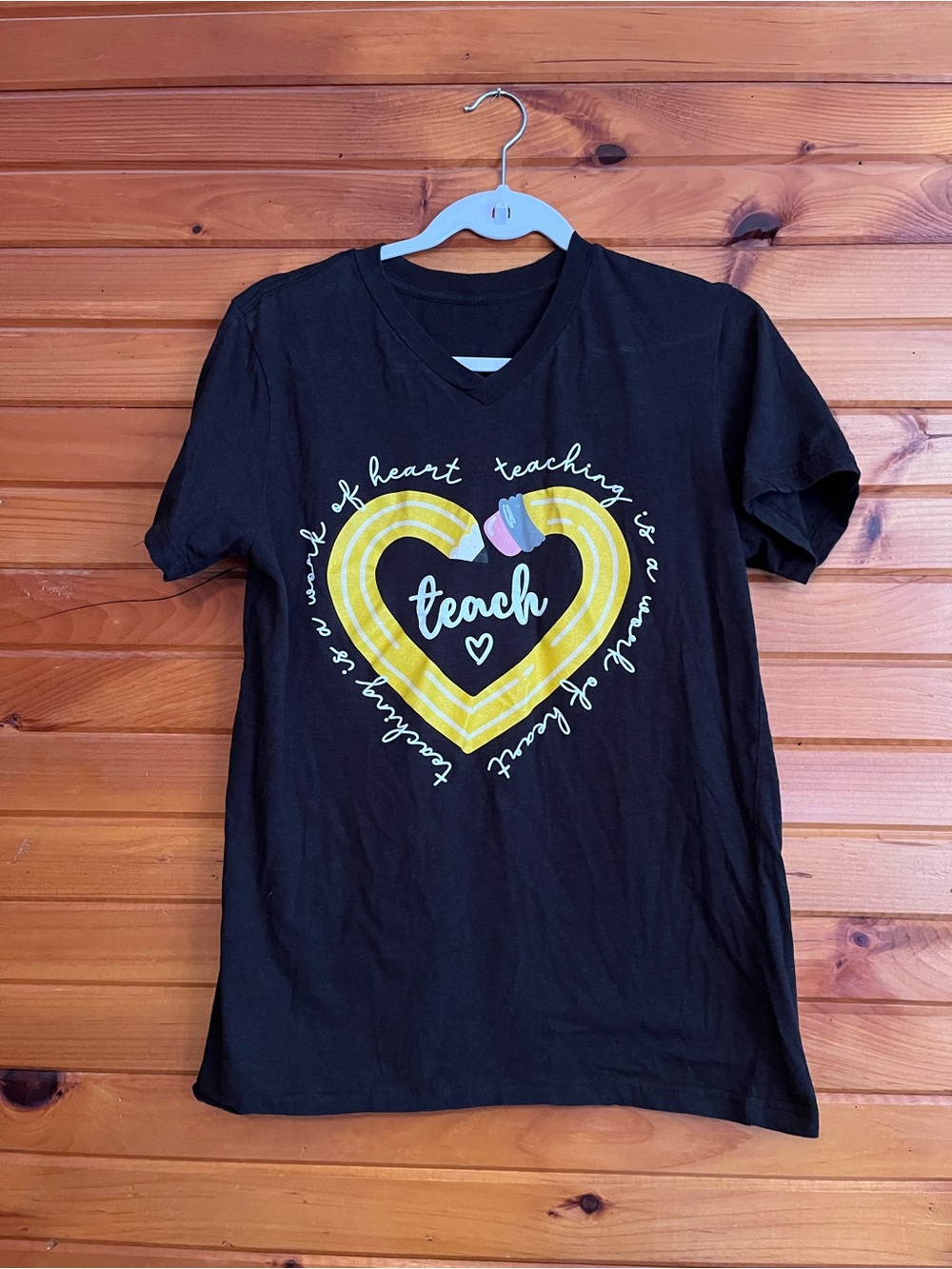 Black 'Teach' Heart Graphic Short-Sleeve Tee